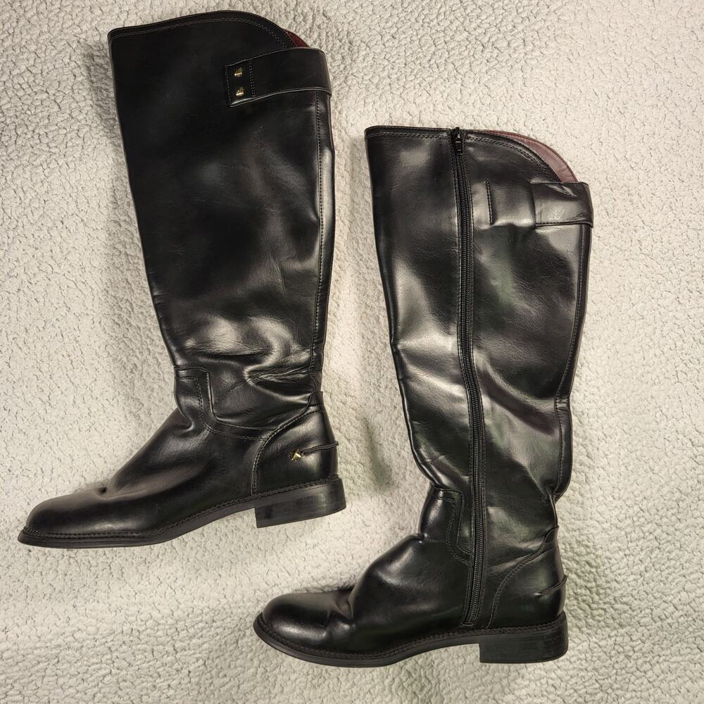 Franco Sarto Henrietta riding boot in black Faux leather size 9.5
